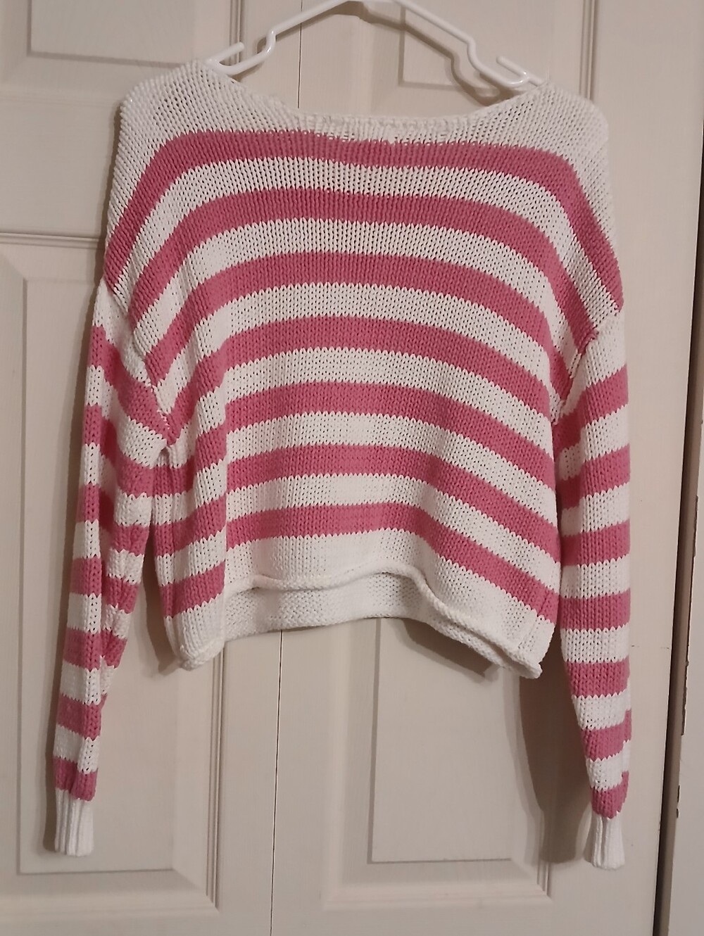 🤯 2/$15 Aerie Striped Pink And White Long Sleeve Sweater, Size Extra Small (XS)